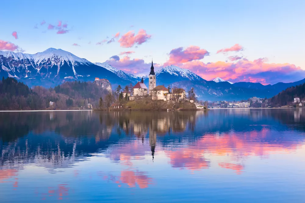 uitzicht op het meer van Bled